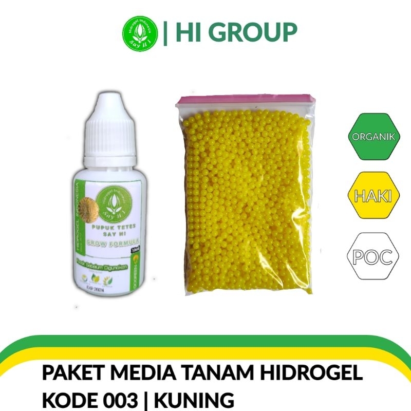 PAKET MEDIA TANAM HIDROGEL DAN PUPUK | KUNING KODE 003
