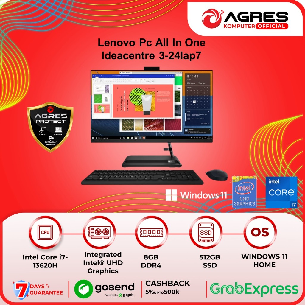 Lenovo Pc All In One Ideacentre 3-24Iap7 Core I7-13620H/8Gb/512Gb/24' Inc