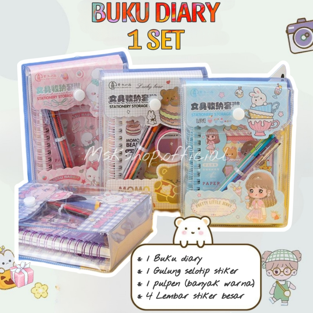 

BUKU BINDER 1 SET/ NOTEBOOK BUKU CATATAN MOTIF LUCU/ BUKU DIARY AESTHETIC KARAKTER LUCU/ KADO ANAK PEREMPUAN