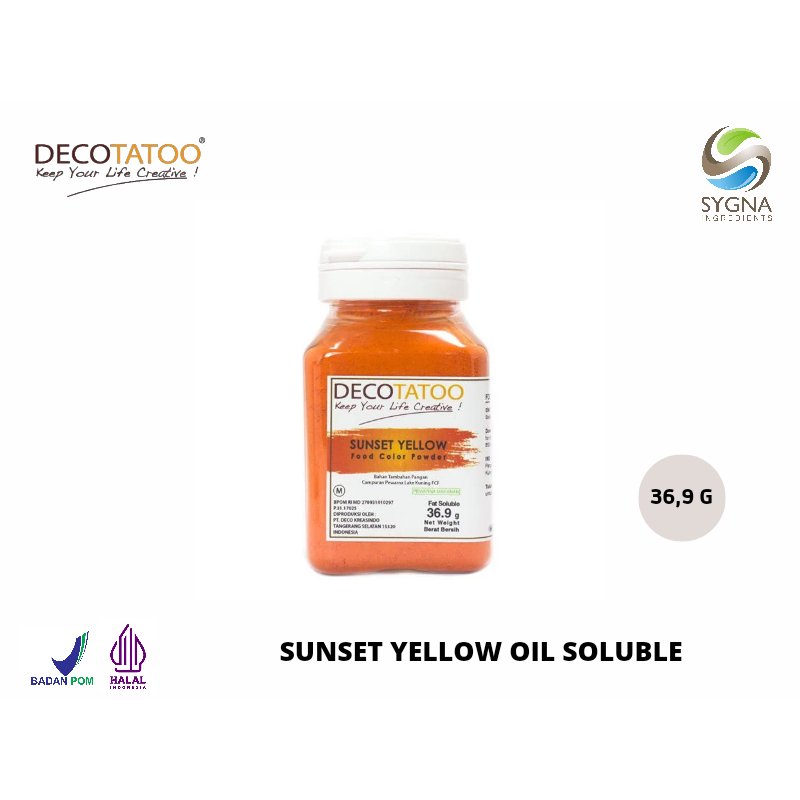 

Pewarna Makanan - Oil Soluble Decotatoo - Sunset Yellow (Orange Color)