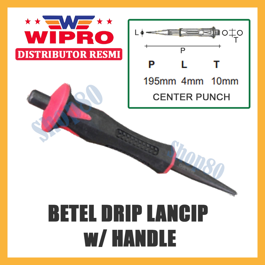 Wipro Penanda Titik Bor Handle Karet Betel Drip Lancip Center Punch
