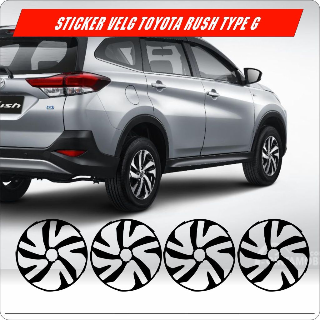 STIKER VELG/STICKER DELETE SILVER PELEK/VELG TOYOTA RUSH TYPE G (5 VELG TAHUN 2015-2021)