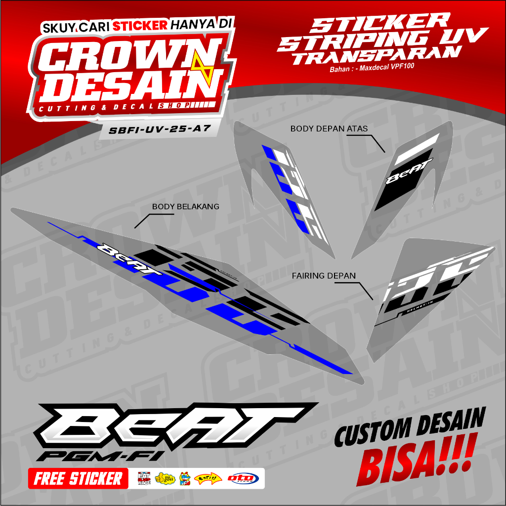 Striping Transparan Beat FI  Desain Vietnam Simpel - Stiker Striping Beat FI Variasi Vietnam CC - SB