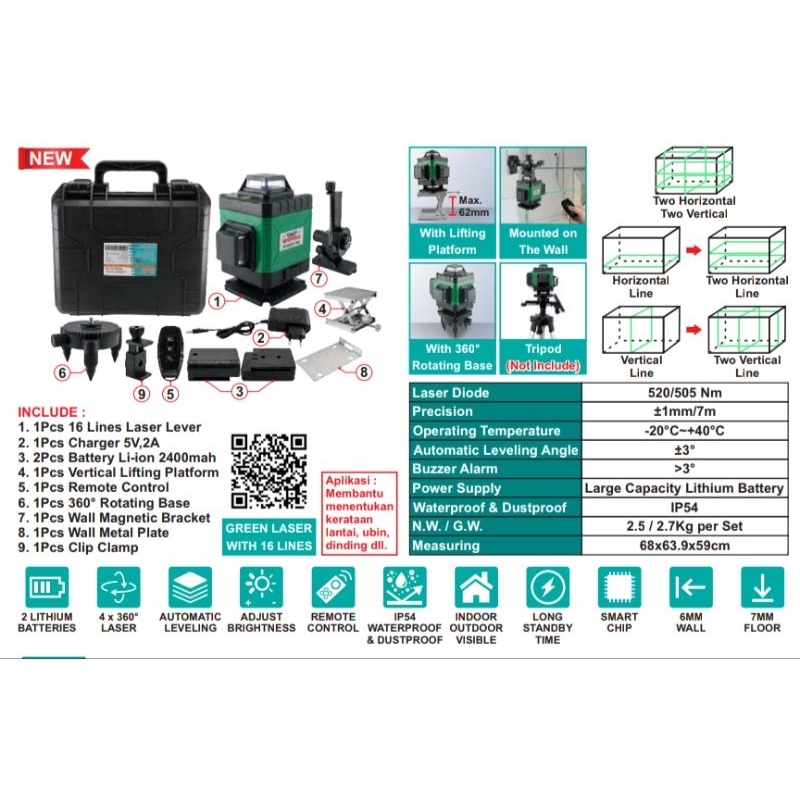 Laser bangunan waterpas laser 4D wipro ZL 360