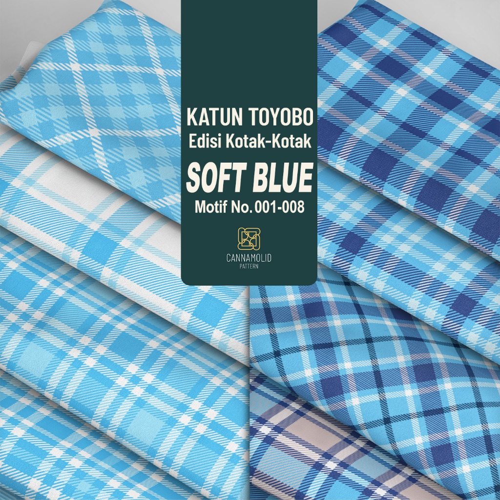 Kain Toyobo Motif KOTAK-KOTAK Biru Muda | Lebar 145cm | Plaid SOFT BLUE 1-8