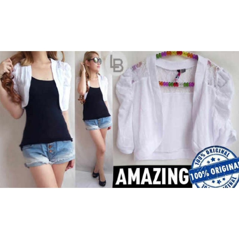 amazing white lace trim bolero