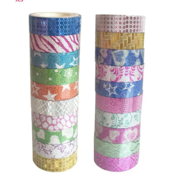 

ISOLASI GLITTER MOTIF / ISOLASI DEKORASI / SELOTIP GLITTER MOTIF / ISOLASI GLITTER MOTIF KECIL