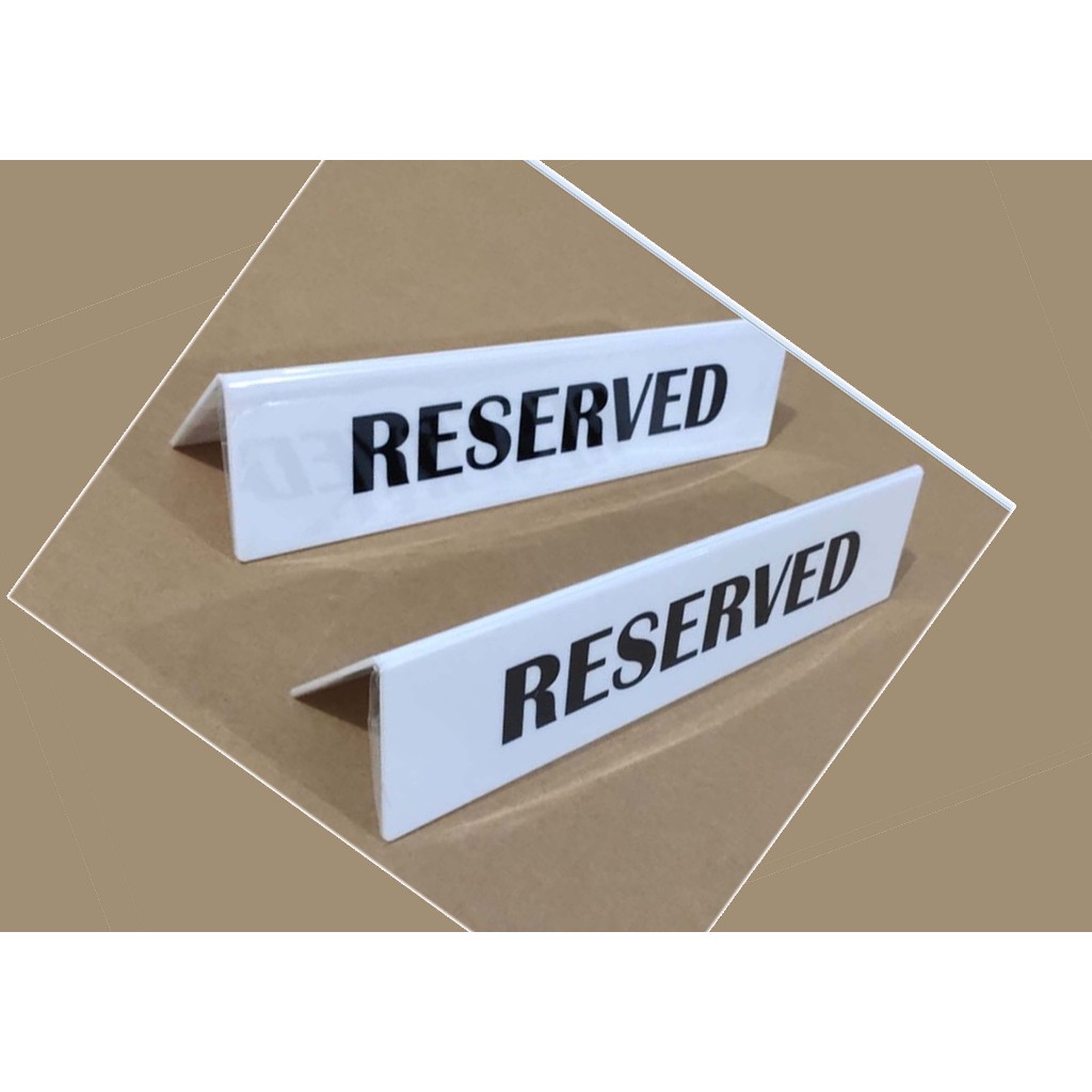 

name plate acrylic / label meja - Reserved 6x26cm (bolak balik)