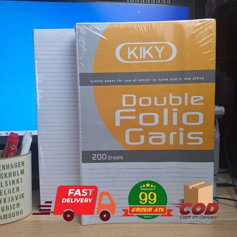 

200 Lembar Kertas Folio Kiky/Kertas Double Folio Bergaris F4 200 Lembar/Kertas Bergaris