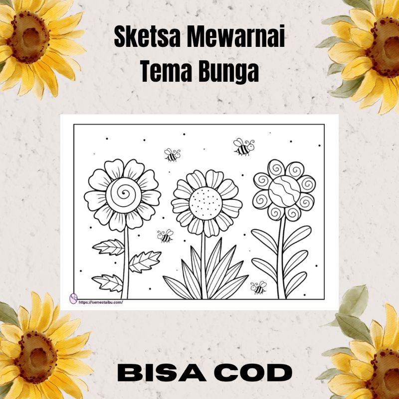 

Kertas Mewarnai/Kertas Gambar-Tema Bunga