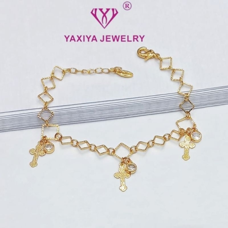 Gelang Salib Lapis Emas 18k