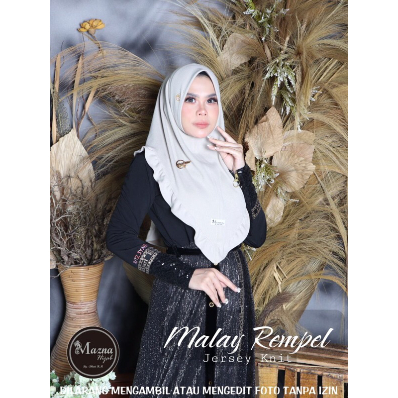 JILBAB DAILY INSTAN MALAY KNIT KRIWIL REMPEL UKURAN STANDAR ORI MAZNA HIJAB
