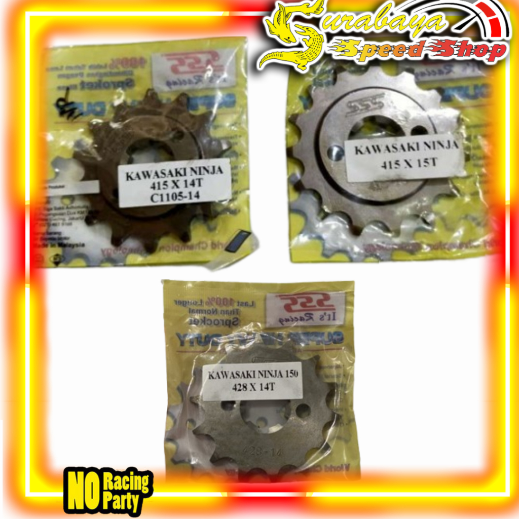 SSS Gear Depan Ninja150 Ninja250 Ninja R RR  Tipe 415 Tipis  428 Tebal 520 Sport Original SSS RACING