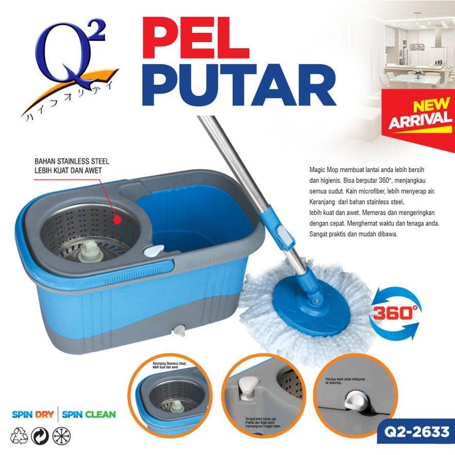 Magic Mop Q2-2633 / Alat Pel Lantai / Super Pel / Alat Pel Lantai Magic Mop Q2-2633 Perasan Putar
