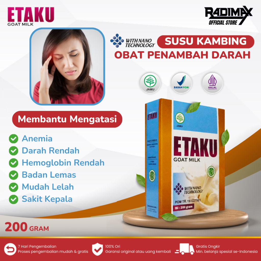

Obat Penambah Darah Anemia Kurang Darah Hb Rendah Badan Lemas Mudah Lelah Pusing Etaku Goat Milk