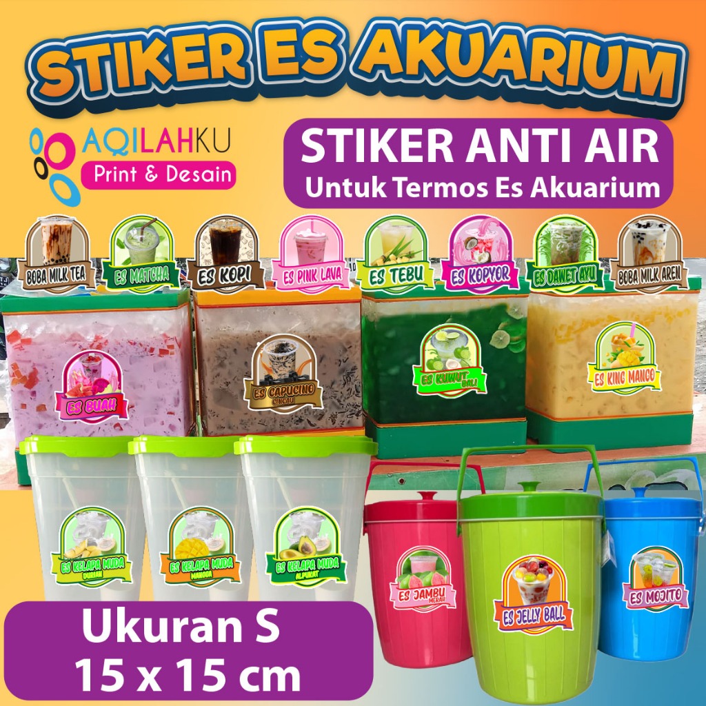 

Stiker Es Aquarium Stiker Termos ES Anti Air ukuran 15 x 15 cm Model Terbaru