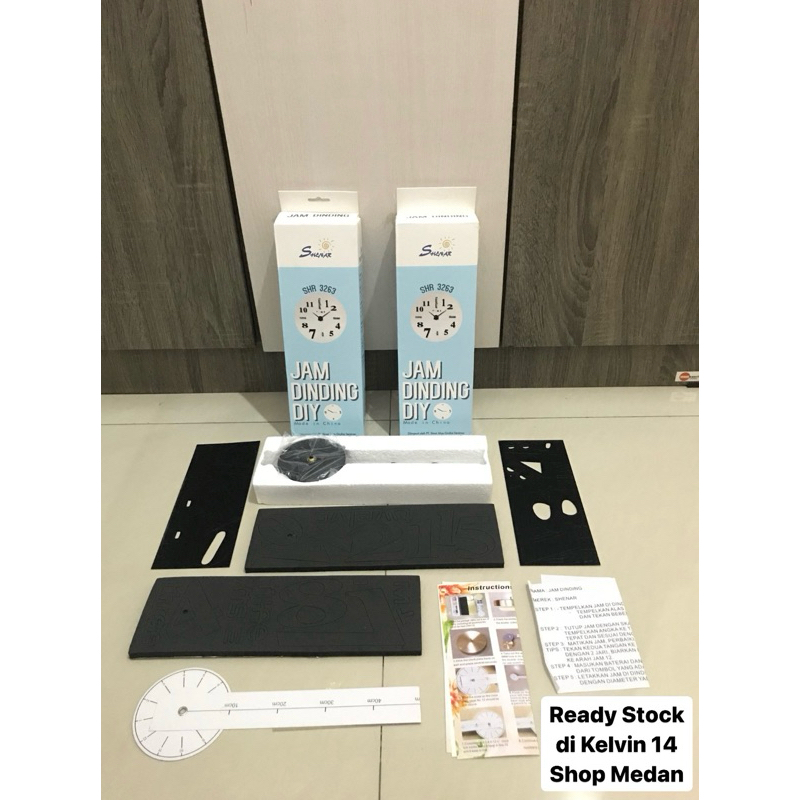 Jam Dinding 3D Tempel Tembok Besar Giant Big Wall Clock DIY 3 Dimensi Hitam Black