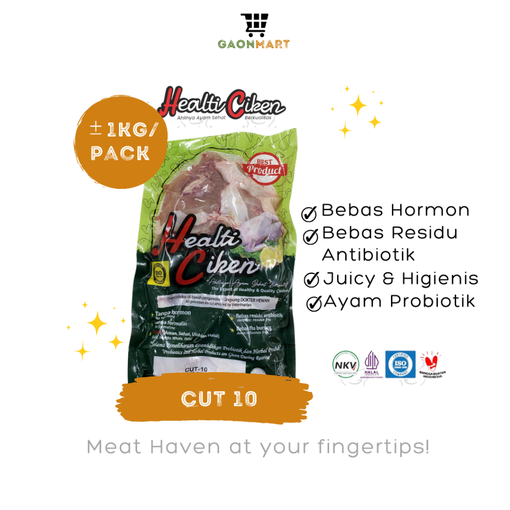 

HEALTI CIKEN HEALTHY CHICKEN AYAM SEHAT PROBIOTIK - AYAM POTONG 10 BAGIAN (CUT 10) 1KG