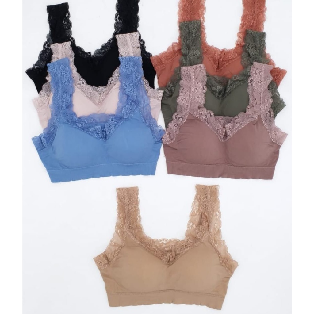 BH Sport Renda Tanpa Kawat Bralette Elastis