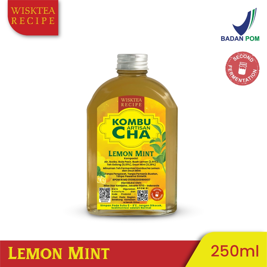 

Wisk Tea Artisan KOMBUCHA LEMON MINT (LEMON & DAUN MINT) 250ml