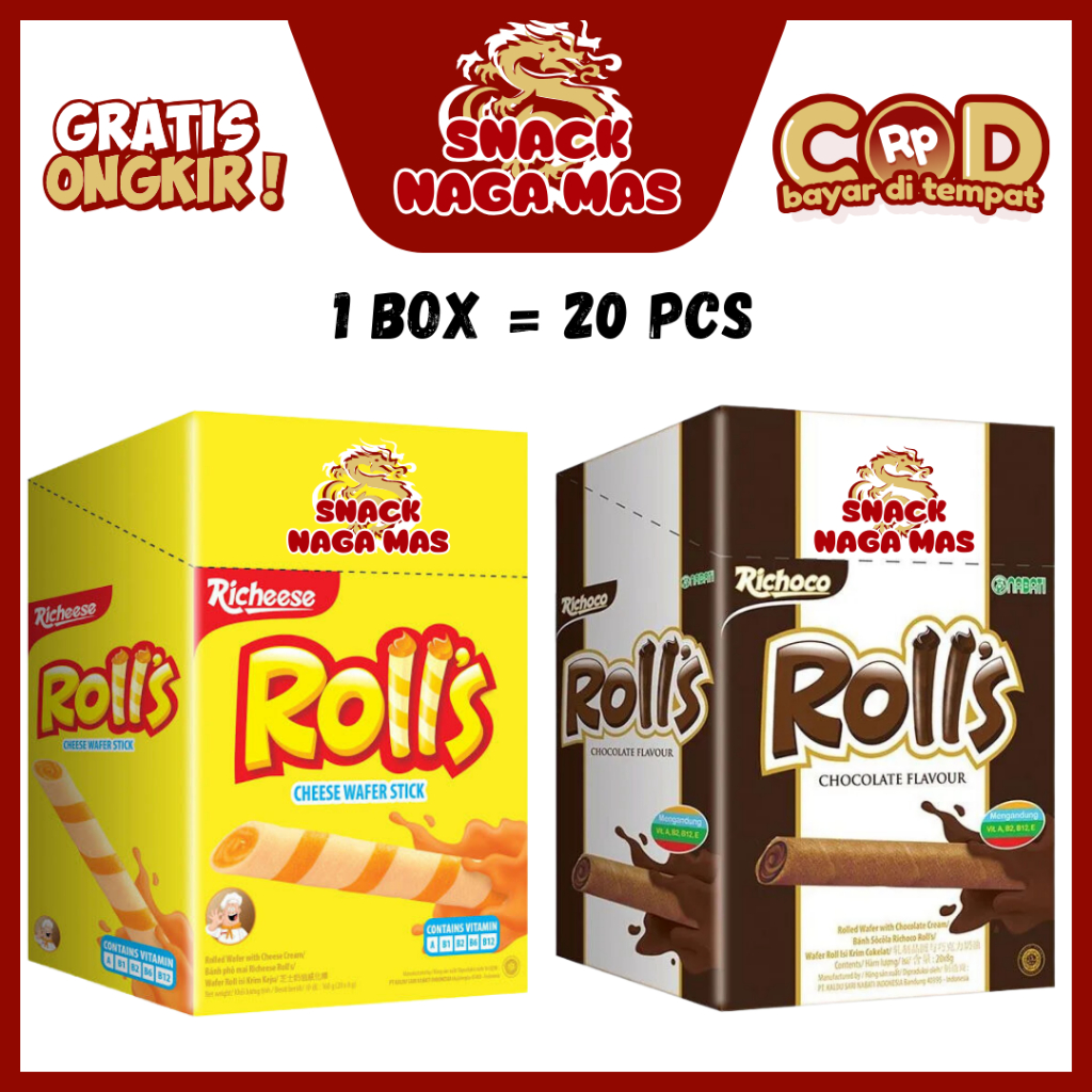 

NABATI ROLLS KEJU - COKLAT [1 box isi 20]