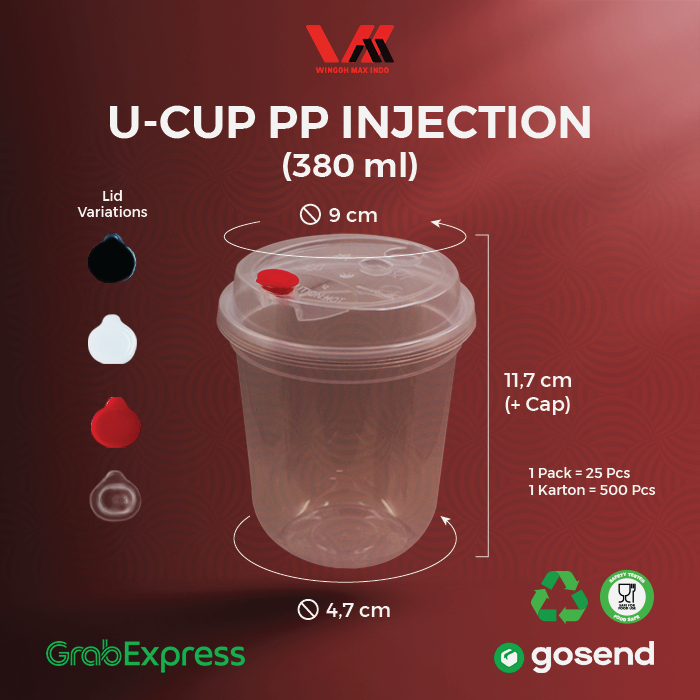 [500 PCS] CUP INJECTION 380ML - CUP PLASTIK OVAL - 12OZ - CUP MINUMAN KEKINIAN - THINWALL CUP