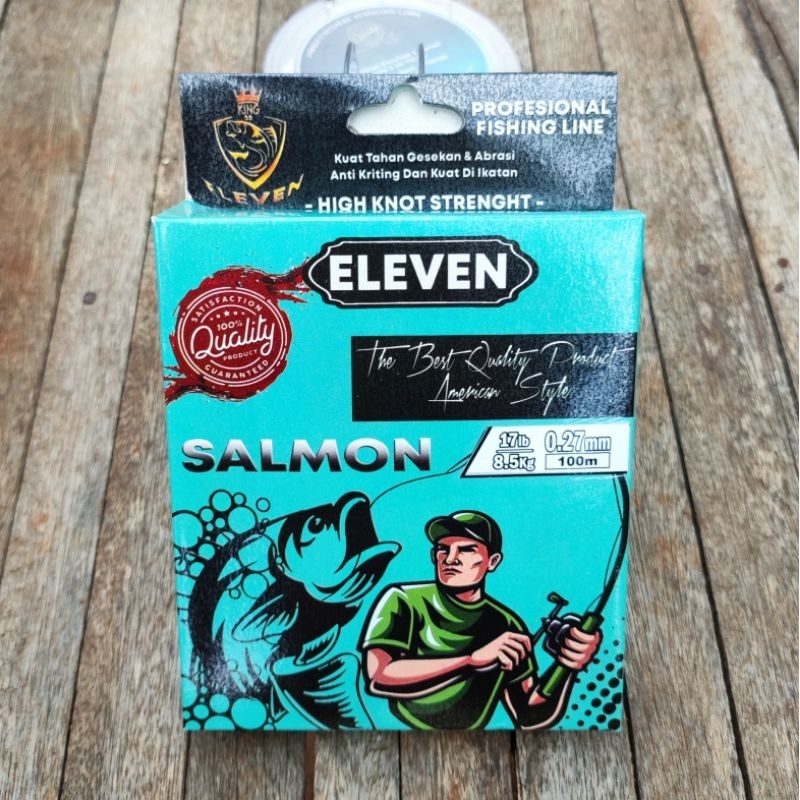 Senar Pancing Eleven Salmon Panjang 100m Kuat Tahan Gesekan & Abrasi High Knot Strenght Profesional 