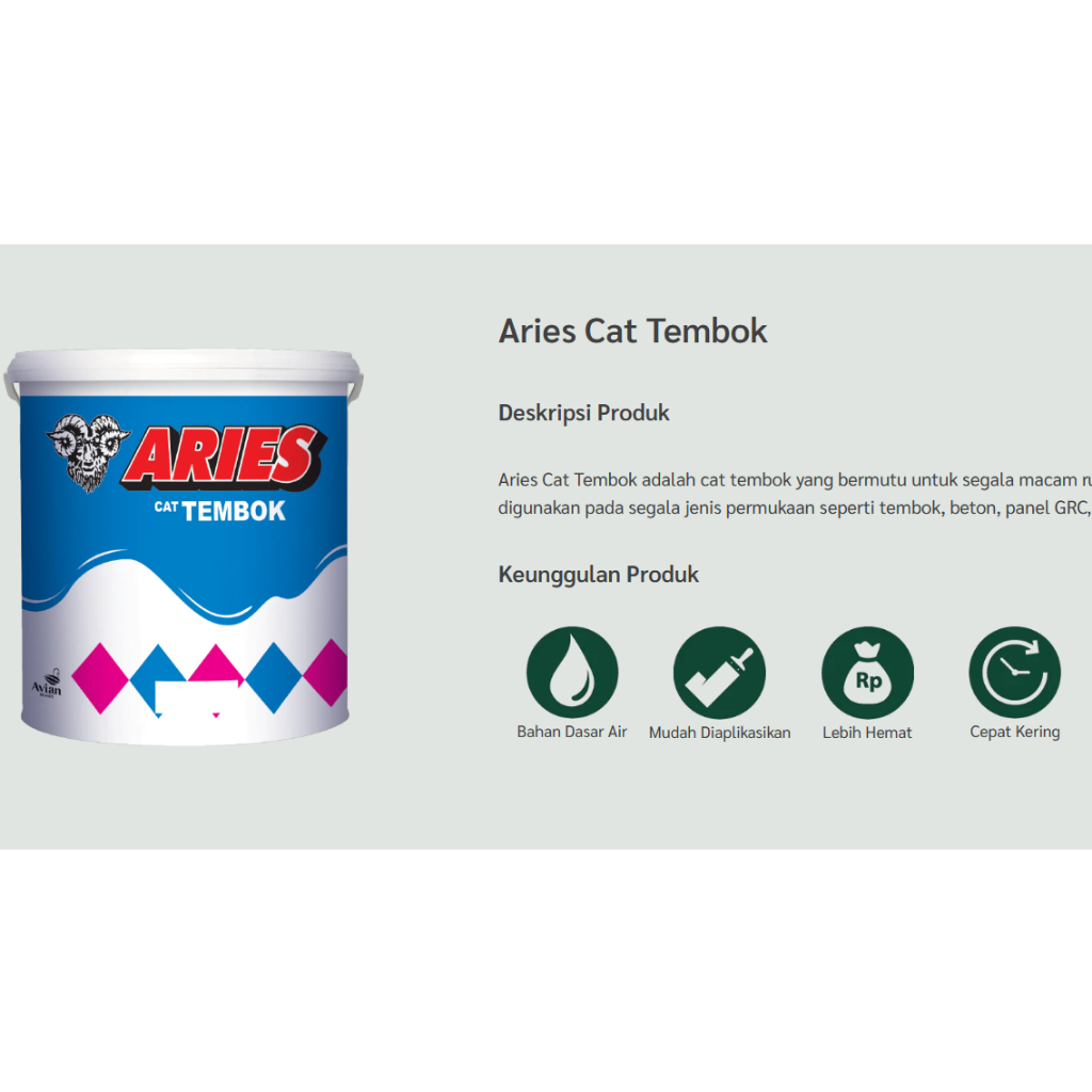 CAT TEMBOK ARIES 5KG PLAFON ETERNIT BETON KALSIBOARD GYPSUM GRC