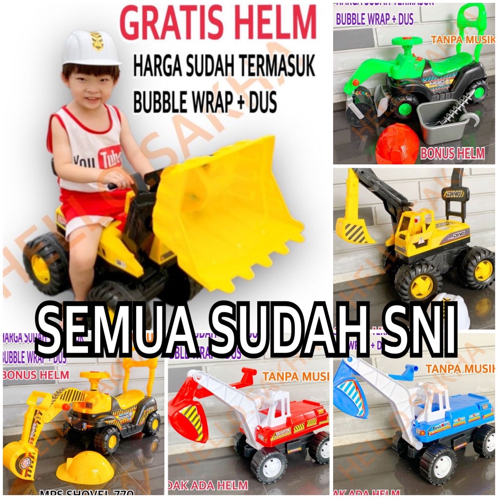 MAINAN TRUK SUPER JUMBO BISA DINAIKI ANAK BALITA BATITA BESAR GEDE DORONG DORONGAN GRATIS HELM CONST