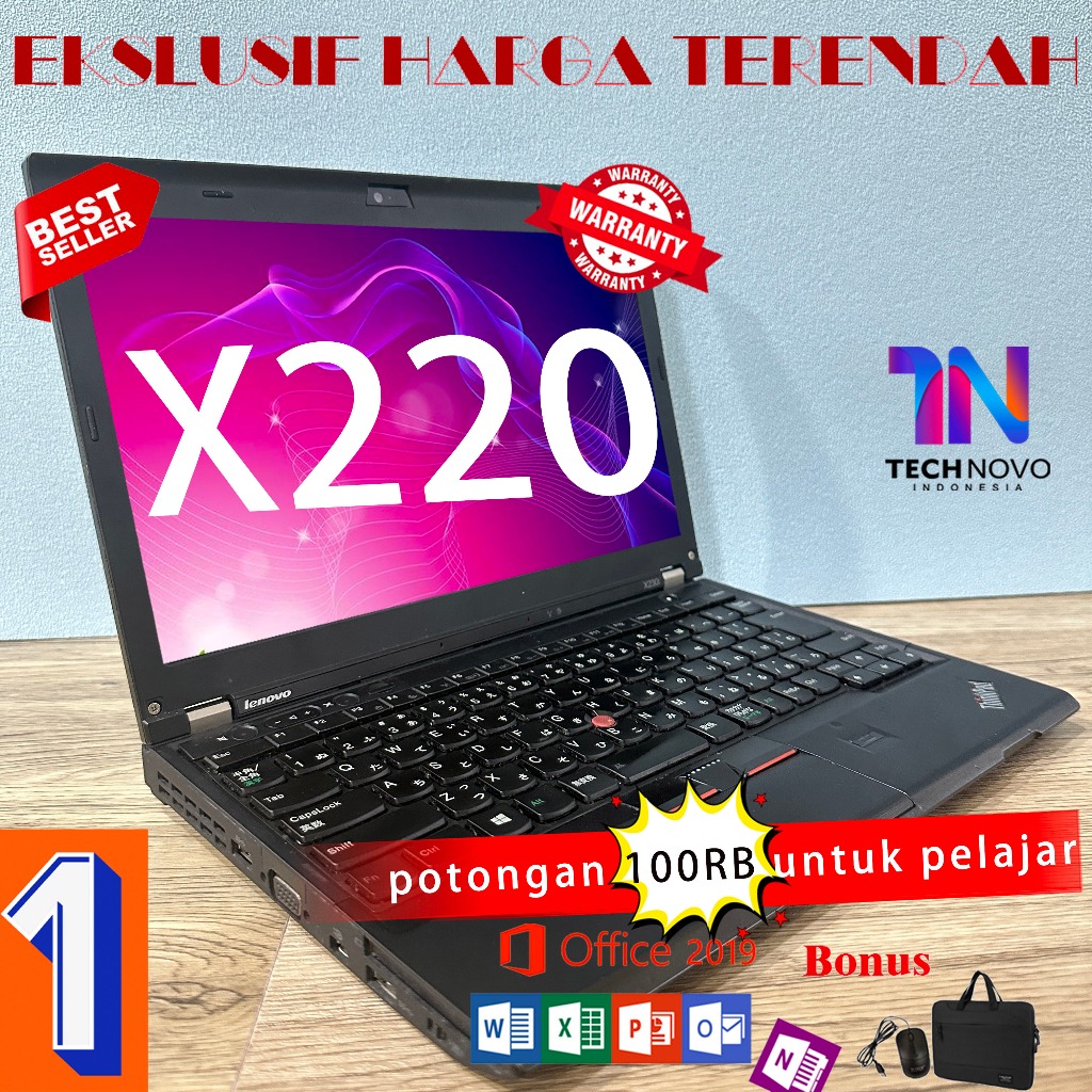 Lenovo Thinkpad Second Laptop X220 Core i5 Gen 2 RAM 4/8GB HDD 320GB/500GB SSD 128GB/256GB 12inch Peningkatan Baru Laptop Second Berkualitas/Laptop Bergaransi Selama 1 Bulan MURAH BERKUALITAS IPS， US Keybroad，backlight