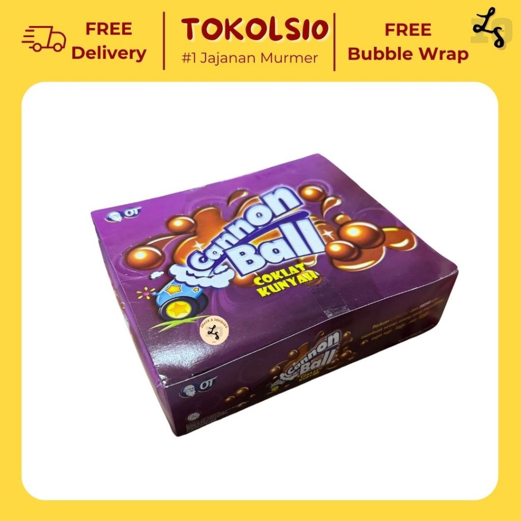 

Cannon Ball Coklat Kunyah Ecer 500/1000 1 Box Isi 24 Pack @10gr