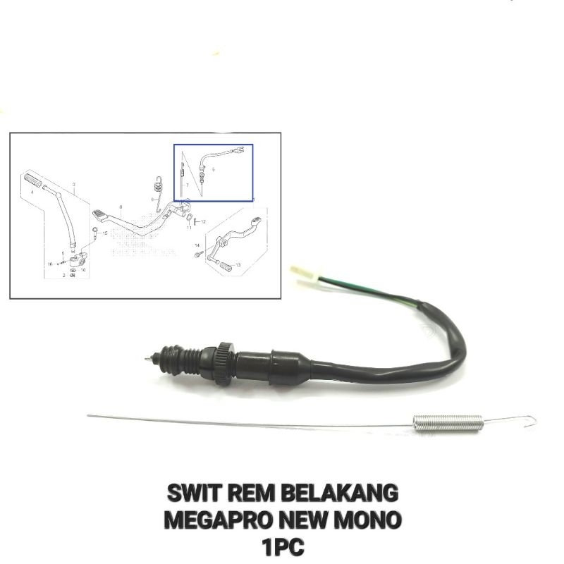 Swit Rem Belakang Megapro New Mono - Switch Suit Suwit Rim Brake Break Kaki Bawah Lampu Stop Bagian 