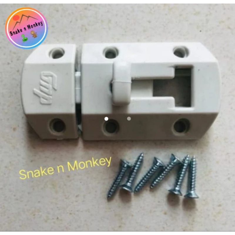 Grendel Slot PVC / Selot Pintu Kamar Mandi Plastik Warna PUTIH