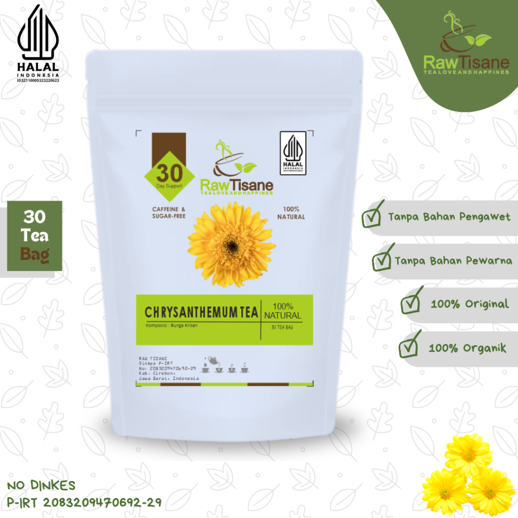 RAW TISANE Chrysanthemum Tea : Teh Celup Bunga Krisan All Varian Isi 30 Tea Bag