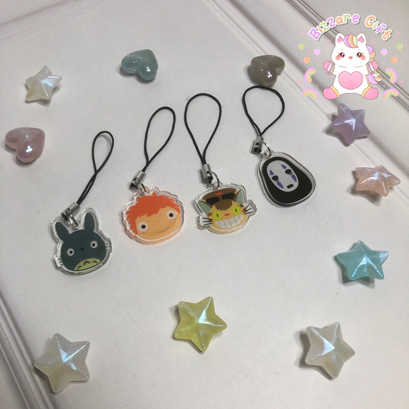 Strap Phone Ghibli Gantungan HP Ganci Anime Lucu Totoro Ponyo Kaonashi Cat Bus