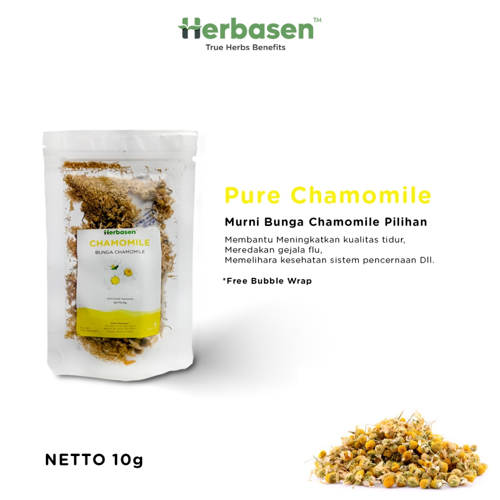 

Chamomile Flower Tea Teh Relaksasi Bantu Atasi Susah Tidur Pure Dried Bulk - Herbasen