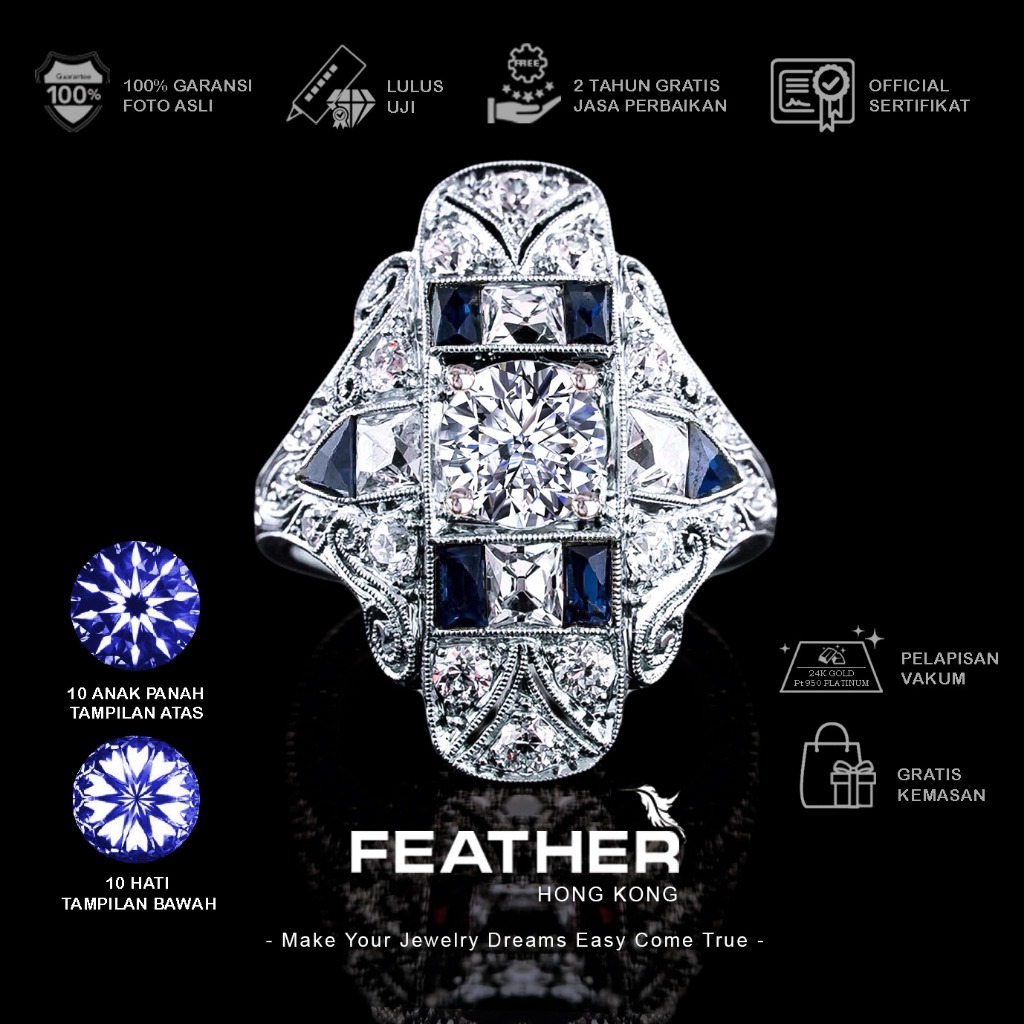 FEATHER HONGKONG - ( ADA SIZE ) - Cincin Cowok Pria Couple Wanita Lapisan Platinum Jewelry Laki-Laki