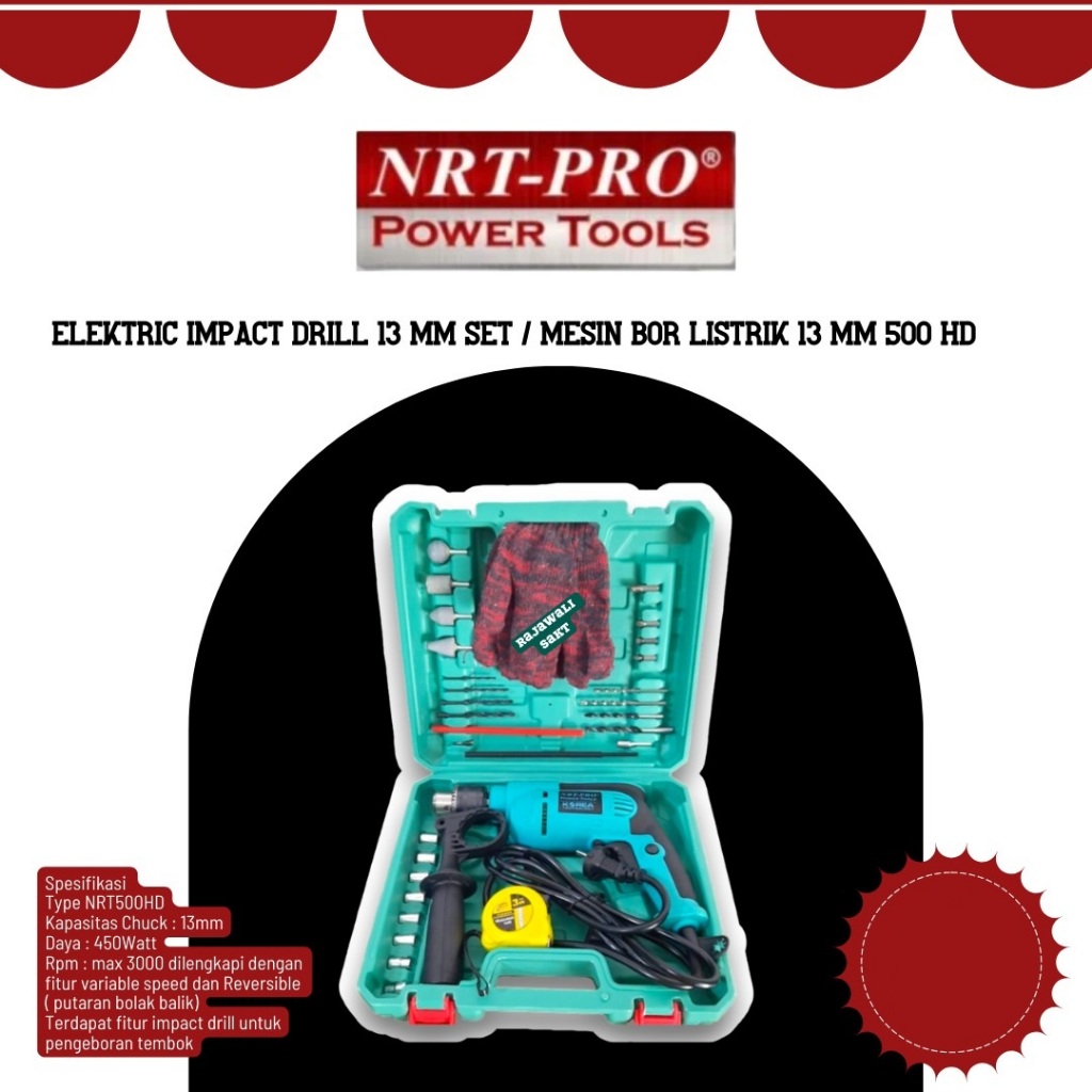 NRT PRO 500HD MESIN BOR TANGAN BESI BETON 13MM / NRT PRO 500 HD SET