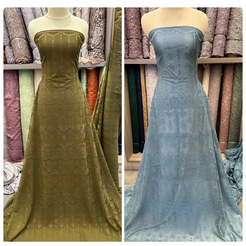 Bahan kain Lace Chantily Etnik / bahan kebaya tunik outer