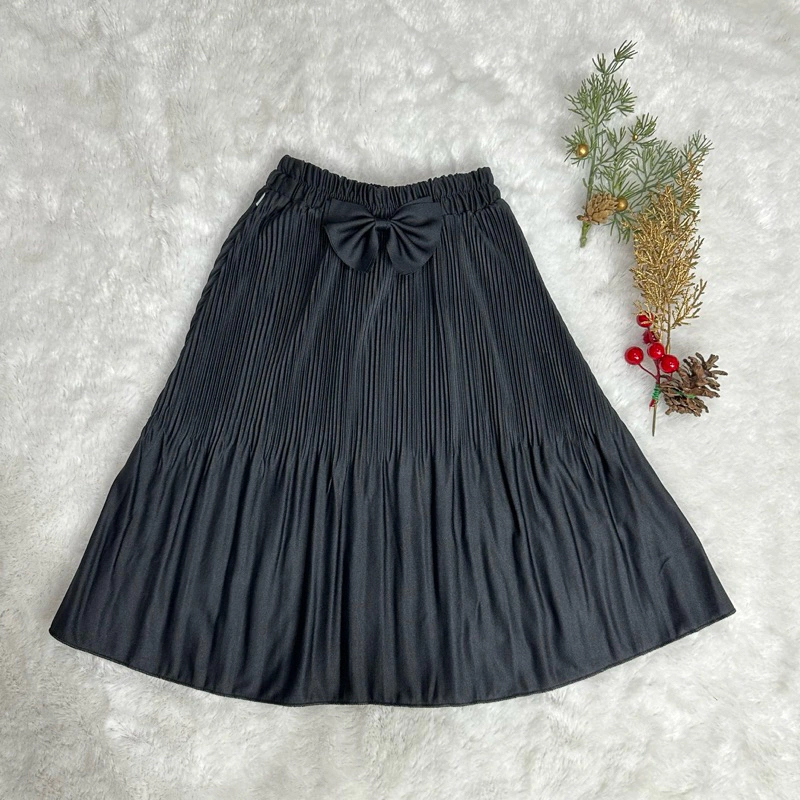 New Rok plisket anak/rok plisket premium/rok anak warna hitam dan Dusty Pink (4-12 Tahun)  –  205BRO
