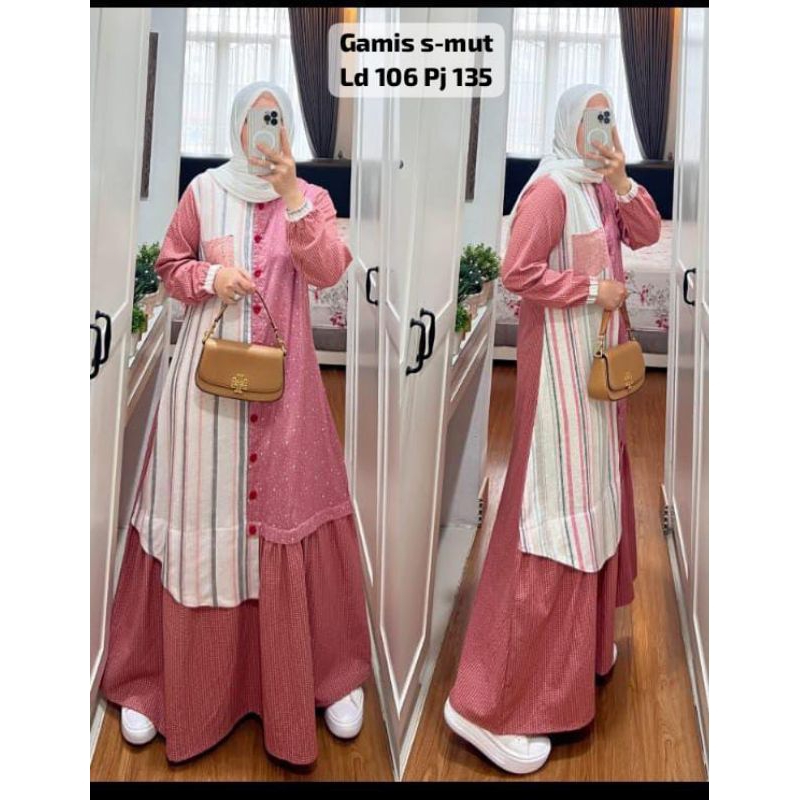 Gamis katun kombinasi. syaina by smut busui frendly