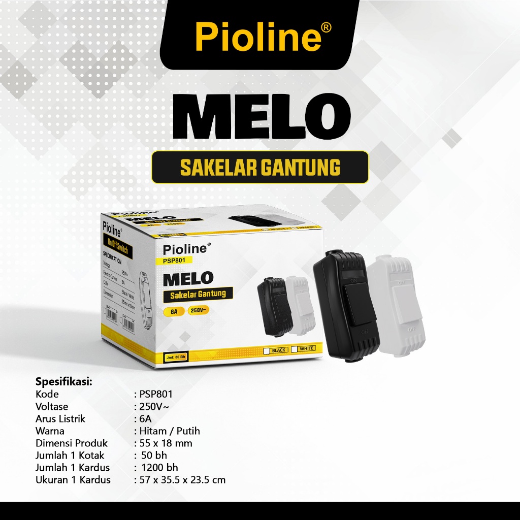 Saklar Lampu Gantung pioline Putih / Hitam