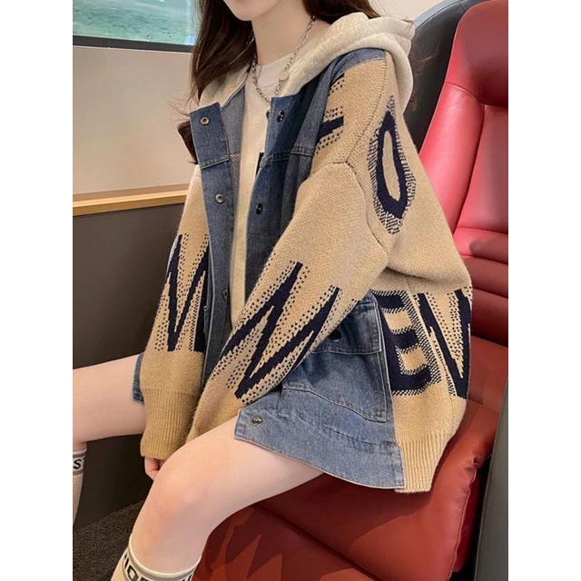 JAKET DENIM ZIGZAG OVERSIZE - JAKET ZIPPER HOODIE GAYA KOREAN - PATCH WORK JAKET