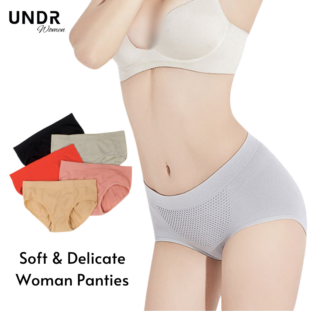UNDR CD Wanita Super Lembut Lentur Nylon Lapis Katun Bahan Premium Midi Midwaist Stretch Mid High Pi