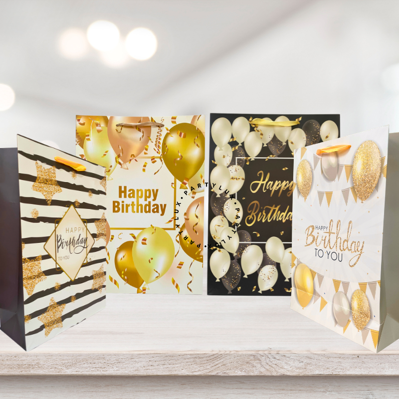 

Paper Bag Kado HBD Hitam Gold / Tas Kado Ulang Tahun / Goodie Bag