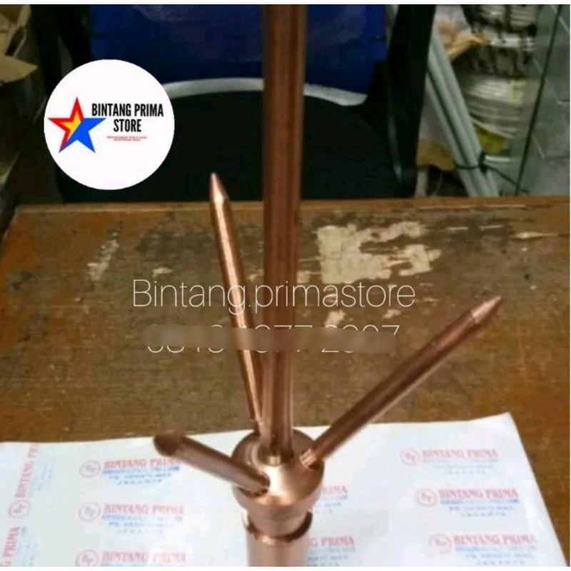 Tombak Anti Petir / Splitzen Trisula / Treesula 3/4" inch Kuningan