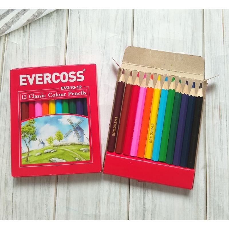 

(12W) PENSIL WARNA EVERCROSS EV210-12 PENDEK