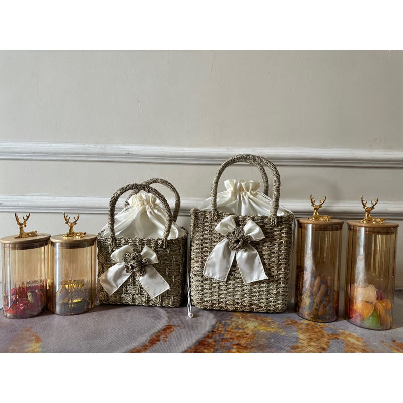 

iDk90 TAS RARA KOTAK PITA tas anyaman pandan tas parcel tas hampers souvenir aesthetic goodiebag