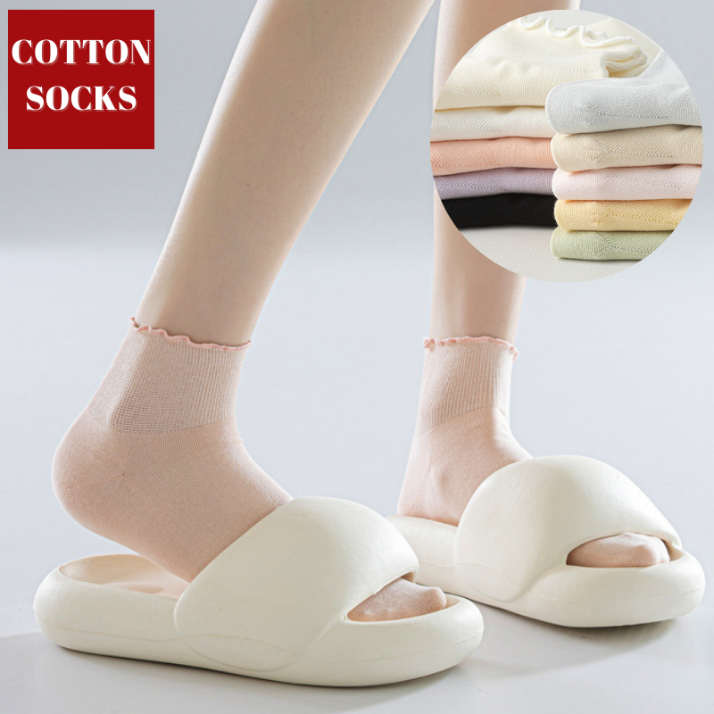 11086 Kaos Kaki Wanita Pendek Semata Kaki Kaus Kaki Katun Lembut Korean Women Socks Ruffle Style Imp