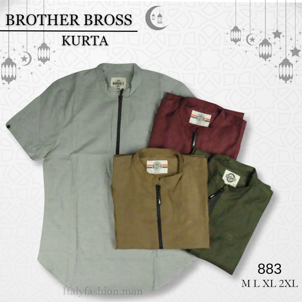 BROTHER BROSS Koko Kurta Pendek Katun Zipper Pria 883